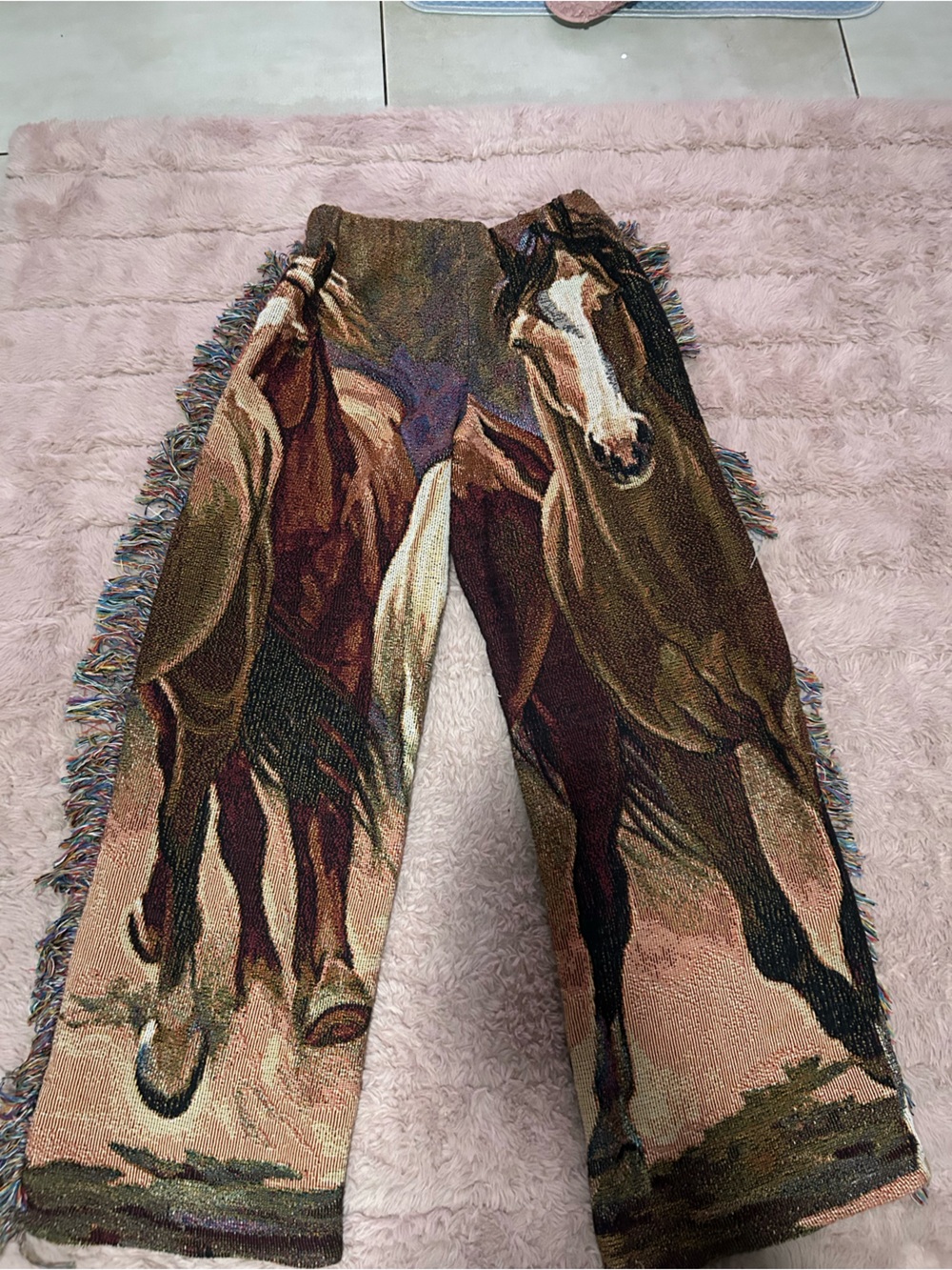 Horse Tapestry Wide-Leg Pants - HAND MADE. ONE OF A KIND.